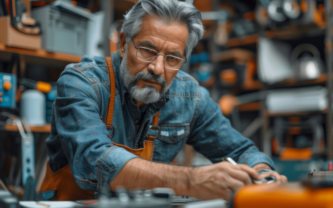 A manufacturing business owner reviewing financial data and market trends to prepare for a 2025 sale.